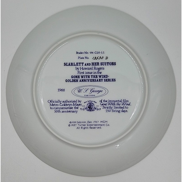 Scarlett And Her Suitors 1988 Collector Plate Howard Rogers MGM with Box - Picture 4 of 8